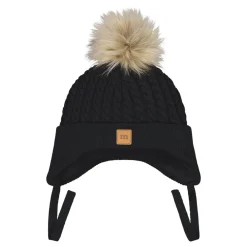 Metsola Päähineet Ja Huivit|Merinovillapipot>FUR POM CABLE BABY BEANIE -MERINOVILLAPIPO | BLACK
