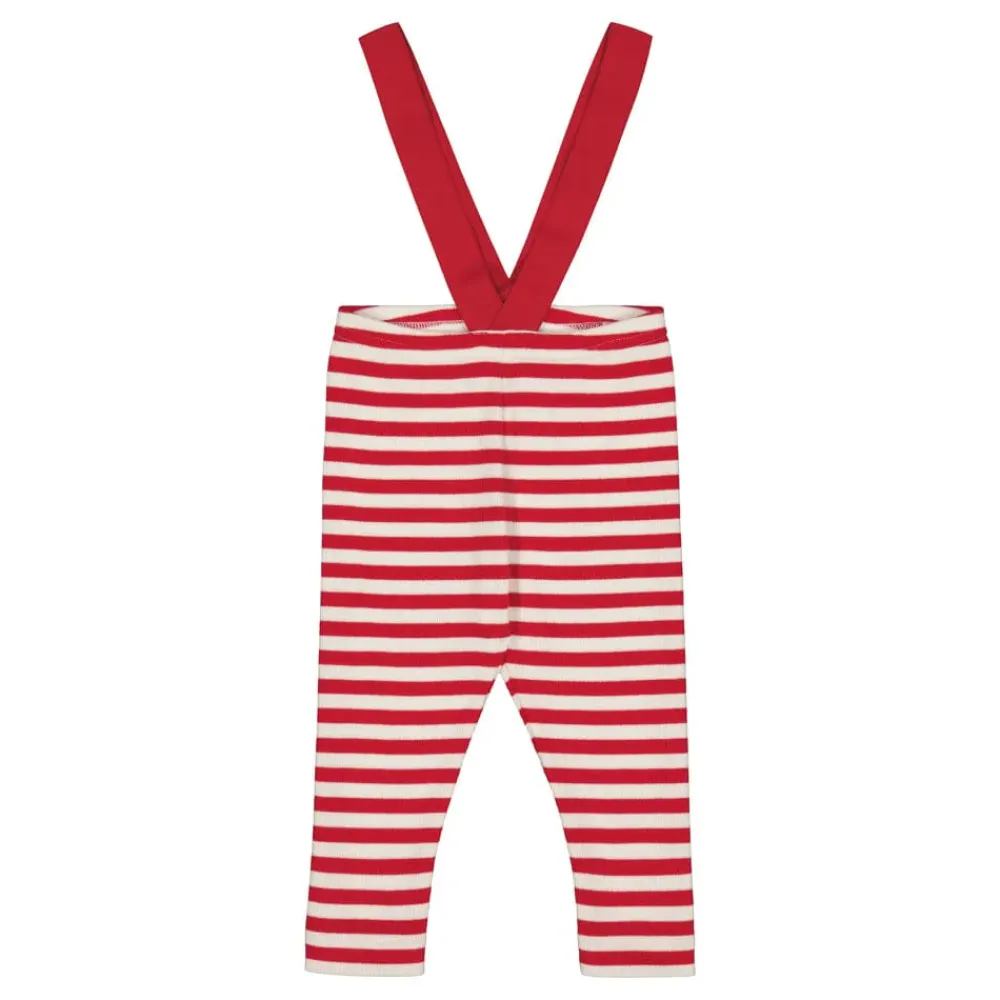 Metsola Housut & Legginsit|Housut & Legginsit>STRIPED RIB BRACE PANTS -HENKSELIHOUSUT | POPPY/CREAMY
